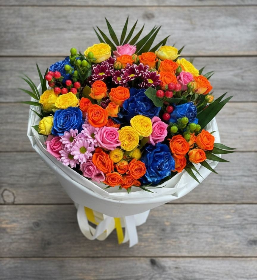 Букет цветов из: Розы и Хризантемы в Ганусово