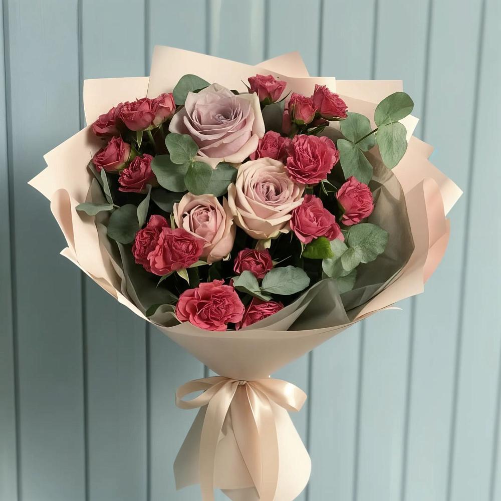 Букет цветов из: Гвоздики и Розы в Ганусово