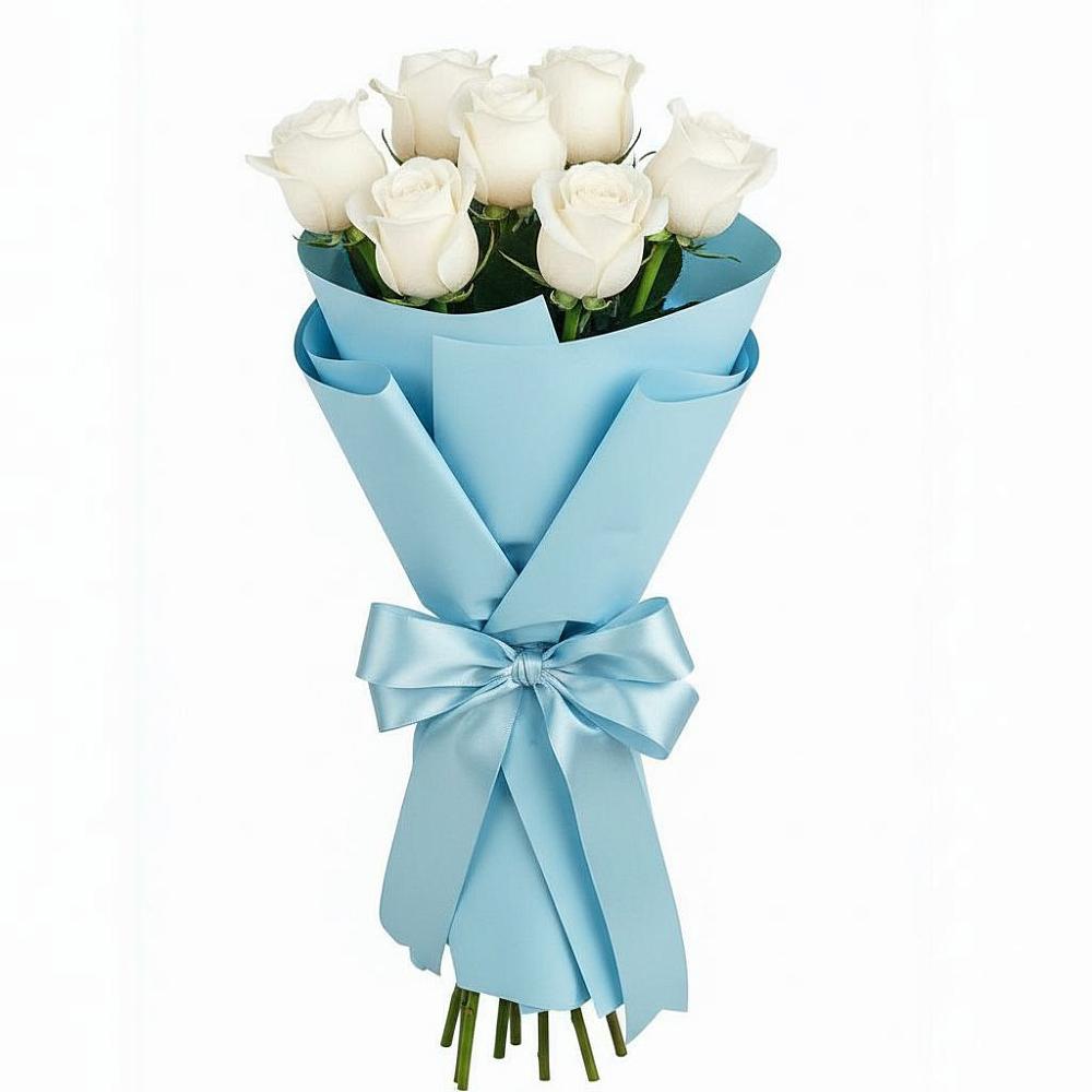 Букет 7 белых роз Проуд в Ганусово