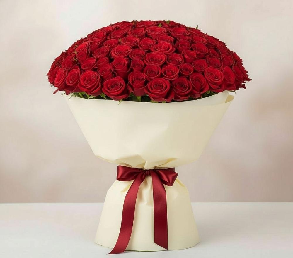 Букет 101 Красная роза Милано в Ганусово