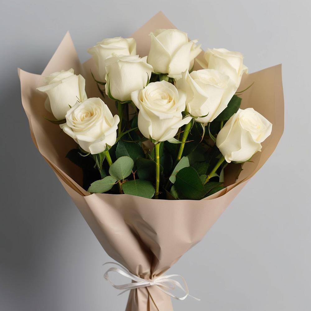 Букет 9 Белых роз Эдлесс Лав в Ганусово