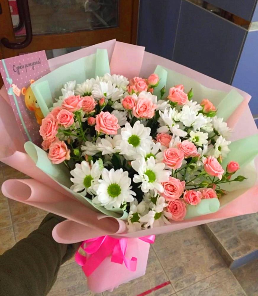 Букет цветов из: Розы и Хризантемы в Ганусово