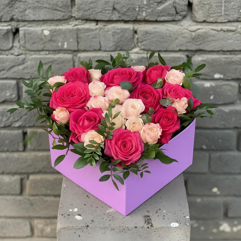 Цветочная композиция из Розы в коробке в Ганусово
