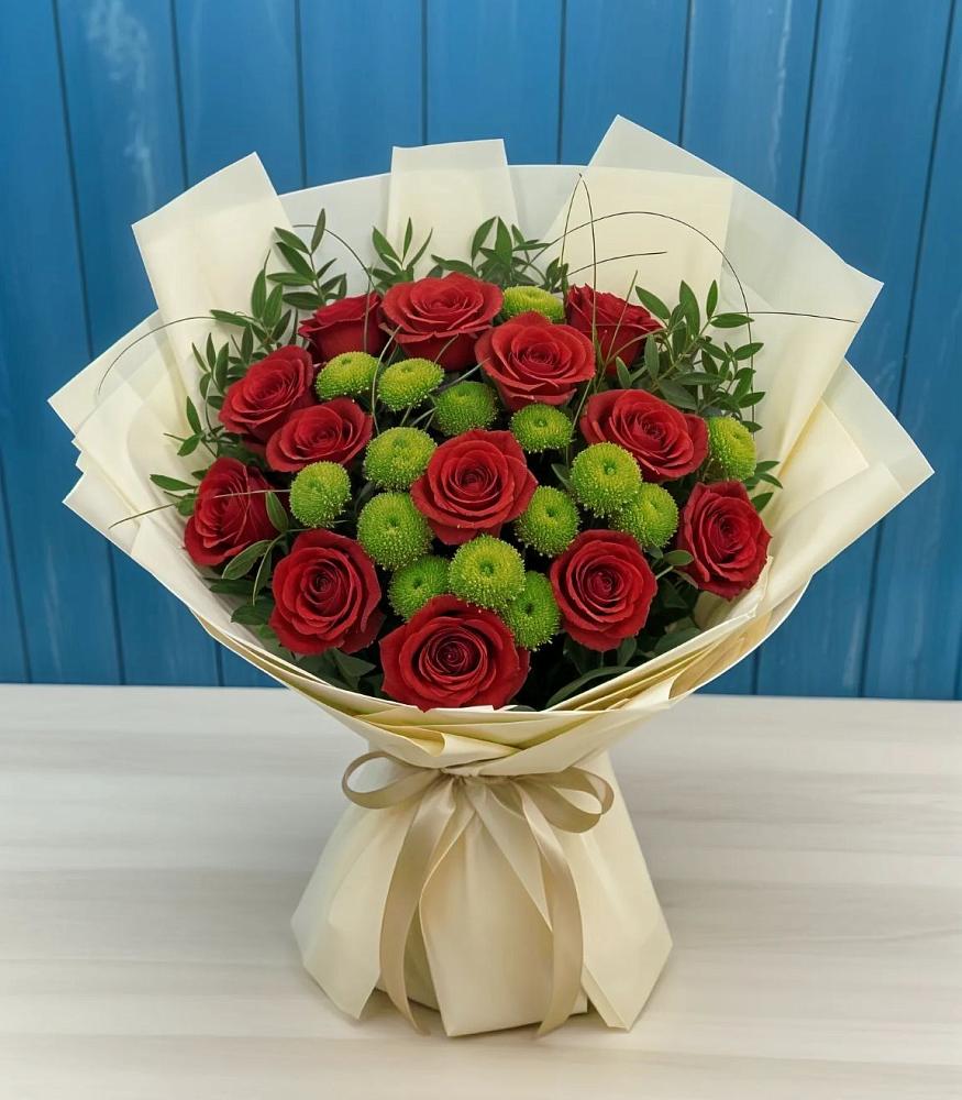 Букет цветов из: Розы и Хризантемы в Ганусово